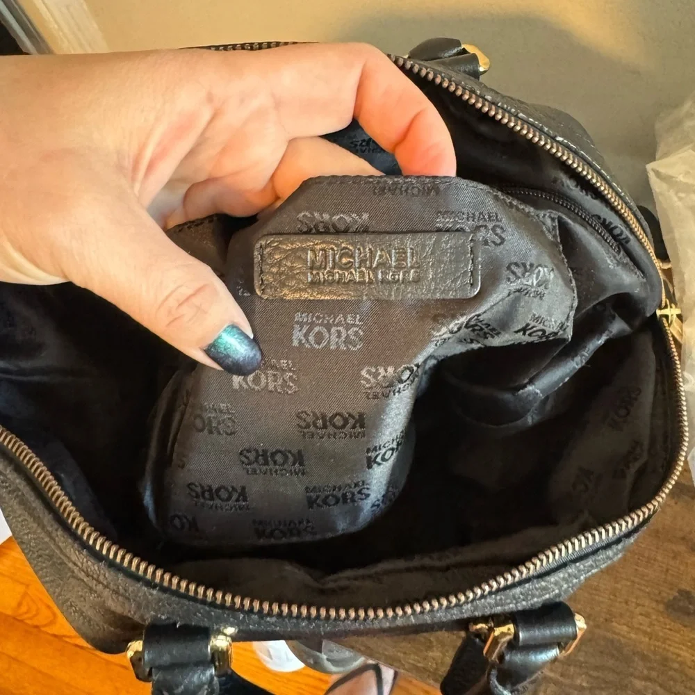 Michael Kors Black Satchel with Gold Accents